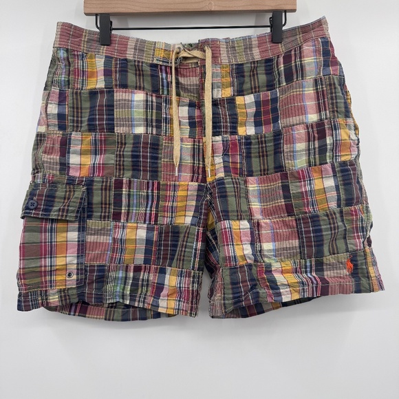 Polo Ralph Lauren Board Shorts Men Large Multicolor Plaid Swim Beach Preppy - Picture 1 of 16